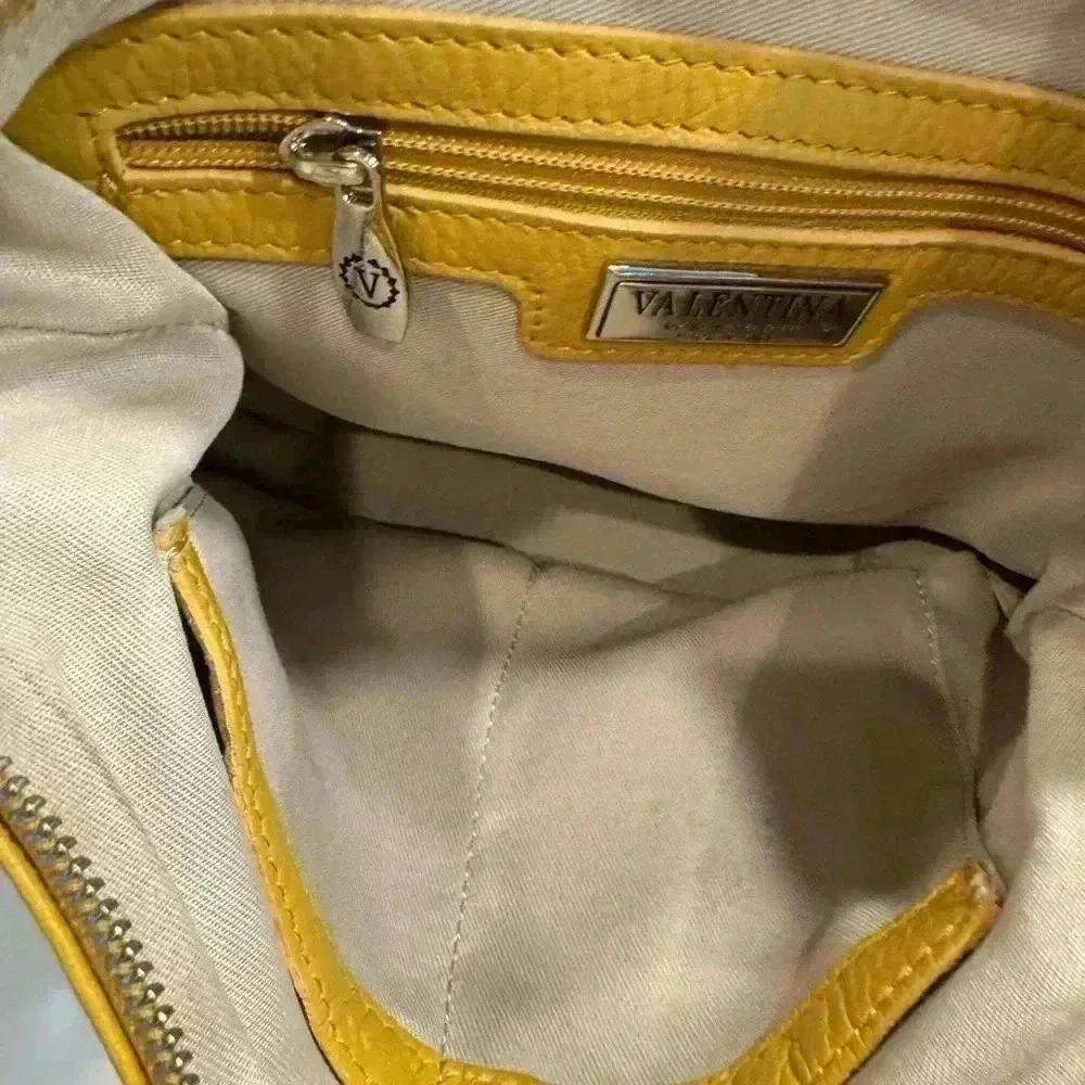 Valentina pebbled leather crossbody or shoulder bag. Yellow